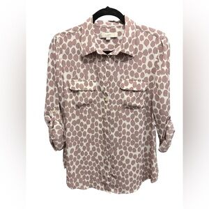 LOFT Pink and Cream Patterned Blouse